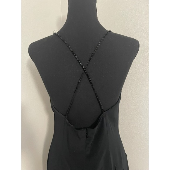 VTG GILAR EVENING Sz 8 Black Beaded Fringe Racerback Dress Little Black Dress - Picture 9 of 11